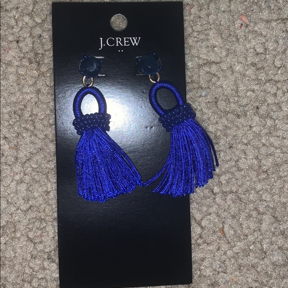 New J.Crew Royal Blue Tassle Earrings